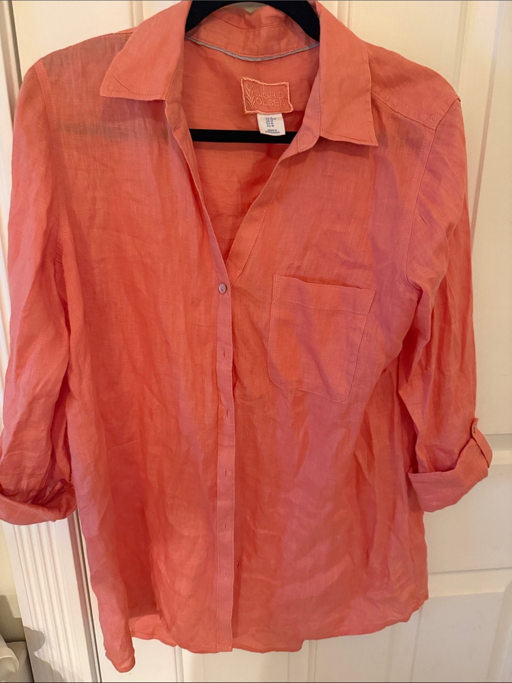Linen Coral Button-Up Shirt